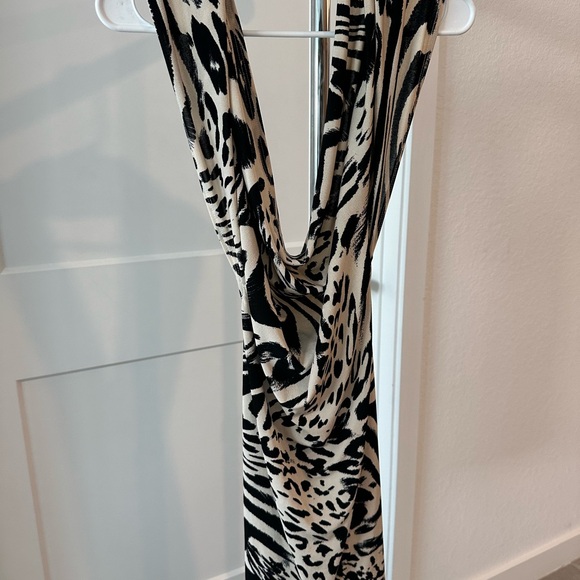 BEBE Leopard Print Multi Way Drape Dress with Open Sexy Back XXS - Picture 5 of 8